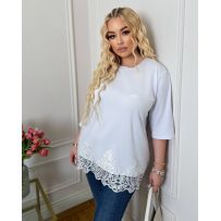 Подовжена футболка в стилі OVER молочна №597542