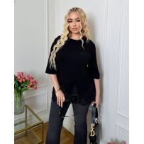 Подовжена футболка в стилі OVER чорна №597543