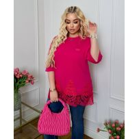 Подовжена футболка в стилі OVER малина №597544