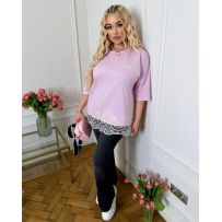 Подовжена футболка в стилі OVER рожева №597545