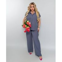 Костюм з легкого льону сірий №597631