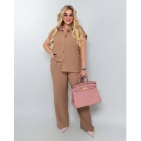 Костюм з легкого льону кемел №597637