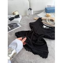 Майка з мереживом чорна №597661