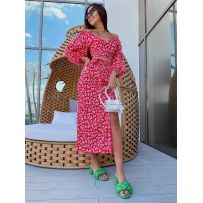 Жіночий літній костюм червоний №597663