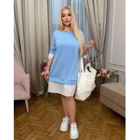 Стильна туніка-сукня з імітацією сорочки блакитний №597753