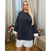 Стильна туніка-сукня з імітацією сорочки графіт №597755