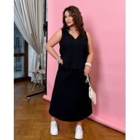 Костюм з жатого льону чорний №597759