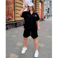 Жіночий стильний костюм з шортами чорний №597762