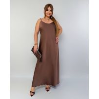 Спокуслова сукня з атласу шоколад №597778