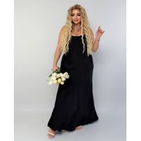 Спокуслова сукня з атласу чорна №597779