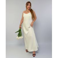 Спокуслова сукня з атласу вершкове масло №597783