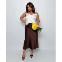 Спідниця з королівського атласу шоколад №597970