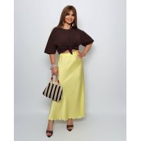 Спідниця з королівського атласу жовта №597971