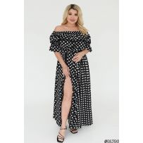 Сукня в горох чорна №598005