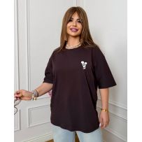 Футболках-туніка оверсайз з накатом шоколад №598080