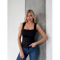 Базова майка з ідеальним вирізом чорний №598290