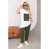 Костюм хакі/білий №598438