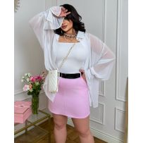 Спідниця рожева з поясом №598635