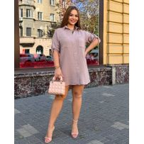 Легка літня сукня сорочка з мусліну мокко №599183