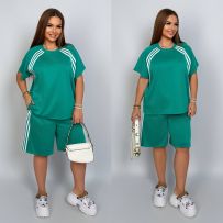 Костюм двійка шорти та футболка зелений №599235