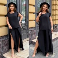 Костюм двійка з льону чорний №599239
