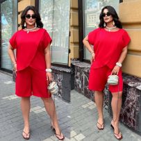 Костюм двійка з крепсофту червоний №599243