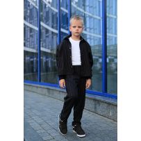 Трендовий костюм в смужку чорний №599893
