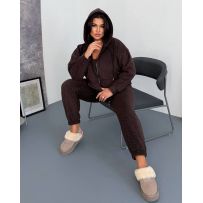 Костюм з флісу з каменями шоколад №600594
