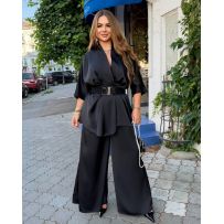 Стильний костюм з шовку чорний №600635