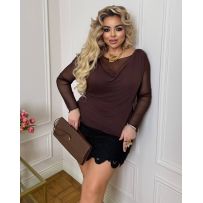 Кофта з сіткою шоколад №600820