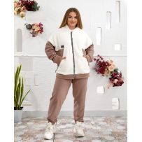 Стильний, теплий костюм махра молочний  №600834