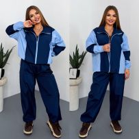 Спорт костюм з плащівки синій/блакитний  №600871