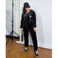 Стильний велюровий костюм чорний №601398