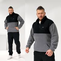 Чоловічий теплий костюм чорний/сірий №601464