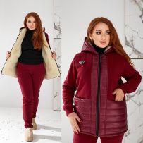 Теплий жіночий костюм бордо №601468