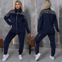 Синій велюровий костюм +паетка на велюрі №601895