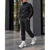 Чоловічий теплий костюм графіт + чорний №602023