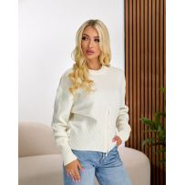Светр з блискавкою молочний №602136