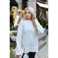 Стильний oversize светр молочний №602144