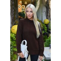 Стильний oversize светр шоколад №602145