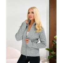 В’язана кофта на блискавці сірий №602155